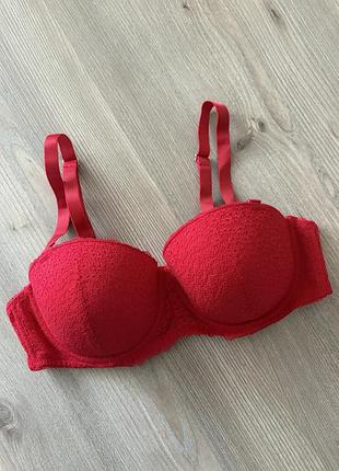 Червоний мереживний бюстгальтер балконет анжеліка primark