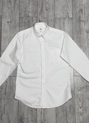 Чоловіча сорочка uniqlo біла xs - s бавовна (oxford)