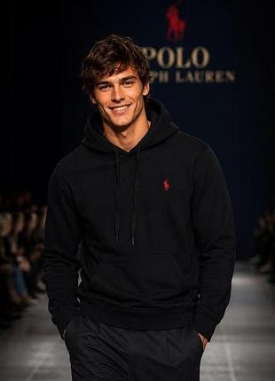 Мужское худи polo ralph lauren черное, размер m (100% хлопок)