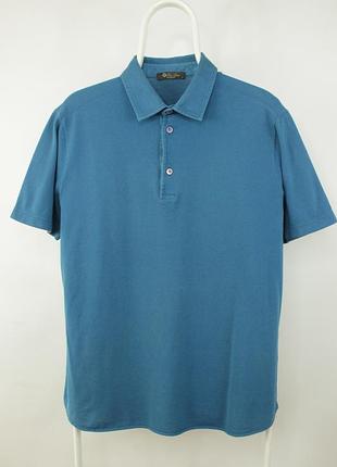 Преміальне поло футболка loro piana blue cotton regular fit polo shirt