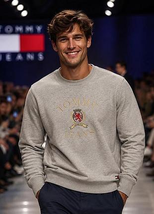 Свитшот мужской Tommy jeans серый, размер l, 100% хлопок