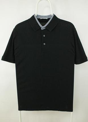 Преміальне італійське поло футболка gran sasso light mesh cotton slim fit black polo shirt