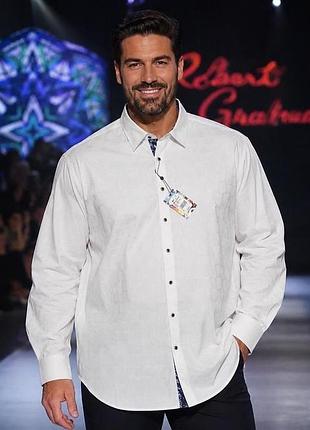 Чоловіча сорочка robert graham біла 3xl- 4xl 100% бавовна