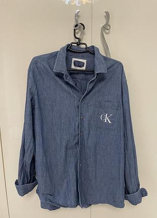 Сорочка рубашка джинсова котон великого розміру calvin klein