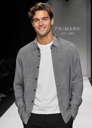 Рубашка мужская primark серая xl 100% хлопок