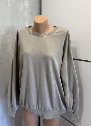 Світшот оверсайз сірий h&m випраний ефект washed розмір м 46