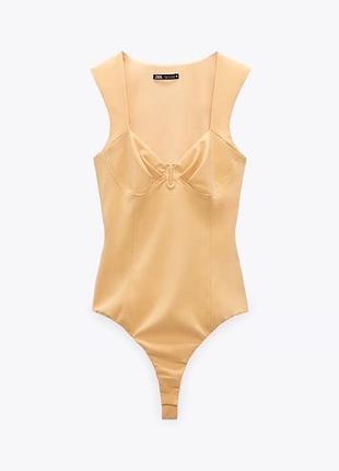 Боді zara жовтого кольору з металевим елементом