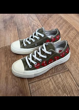 Converse x comme des garcons play red multi hearts low green 36,5р. конверсы конверс