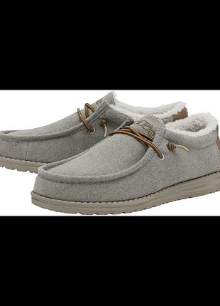 Чоловічі мокасини heydude men's wally у забарвленні grey herringbone pattern (також відомі як модель baja beachcomber або herringbone).розмір:45