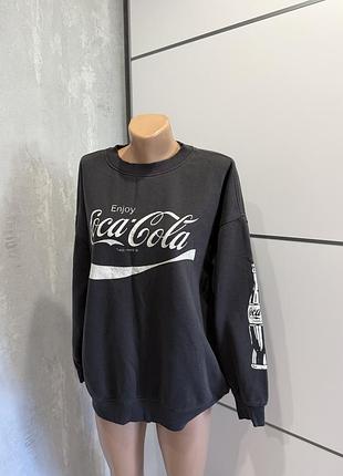 Жіночій світшот сірий на флісі coca cola розмір м