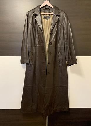 Новий розкішний шкіряний плащ максі woodland leather (100% шкіра)