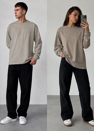 Базовий бежевий лонгслів zara бавовняна кофта унісекс розмір s / оверсайз
