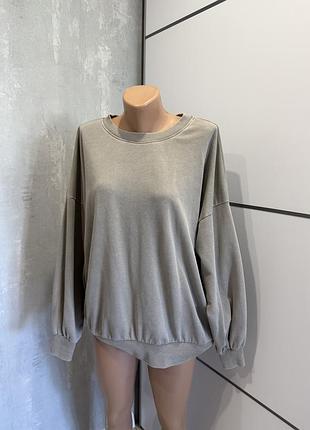 Світшот оверсайз сірий h&m випраний ефект washed розмір м 46