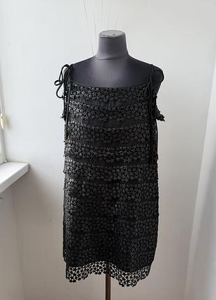 Шовкова вечірня мінісукня jaeger london з мереживом зірочками (розмір uk 14 / l)