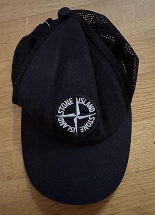 Чорна кепка тракер stone island брендова бейсболка з сіткою