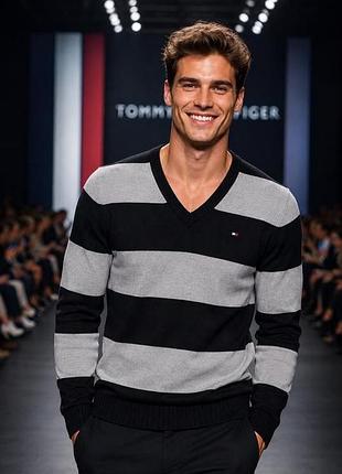 Свитер мужской Tommy hilfiger | черно-серый | размер m | хлопок + нейлон