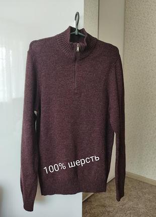 Мужской свитер 100% шерсть р.м-l  очень теплый оригинал ( плечи 44-48, рукав 65)
