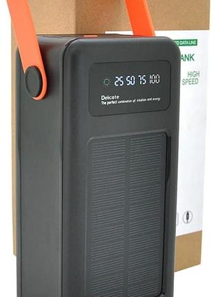 Портативный аккумулятор new внешний повербанк power bank 100000 маг с солнечной панелью и фонариком