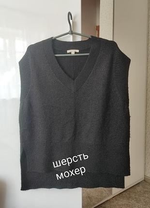 Черный жилет жилетка шерсть мохер р.m-l-xl ( пог 50-55)