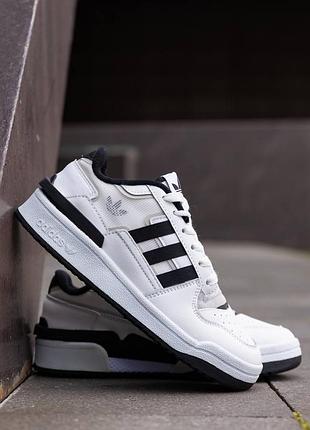 Знижка ‼️ шкіряні кросівки унісекс в стилі adidas forum low white black