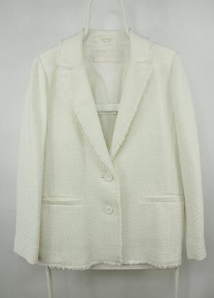 Шикарный премиальный пиджак блейзер iblues bouclé knitted white cotton blend blazer jacket