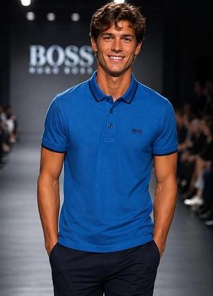 Футболка-поло мужская boss hugo boss синяя размер s хлопок 100%