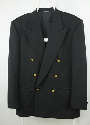 Винтажный шерстяной пиджак блейзер nino cerruti double-breasted gold btn black wool black jacket