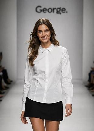Рубашка женская george белая xl хлопок с эластаном