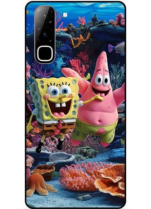 Силиконовый бампер чехол для infinix hot 70 (x6895) с рисунком sponge bob губка боб