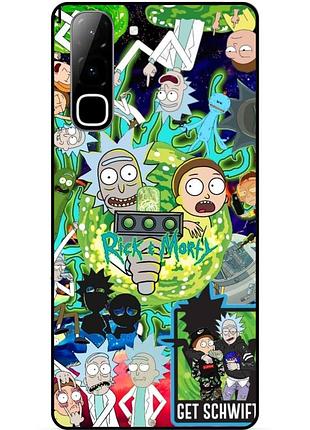 Силиконовый бампер чехол для infinix hot 70 (x6895) с рисунком rick and morty рик и морти