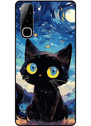 Силіконовий бампер чохол для infinix hot 70 (x6895) котик ван гог зіркова ніч
