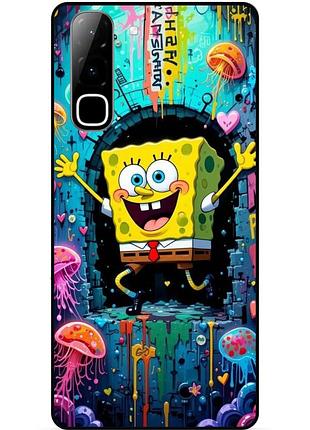 Силиконовый чехол бампер для infinix hot 70 (x6895) с картинкой sponge bob губка боб