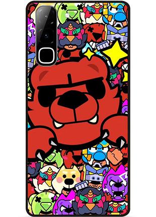 Силиконовый бампер чехол для infinix hot 70 (x6895) стикеры бравл нита brawl
