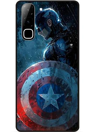 Чехол силиконовый бампер для infinix hot 70 (x6895) с рисунком капитан америка marvel captain america