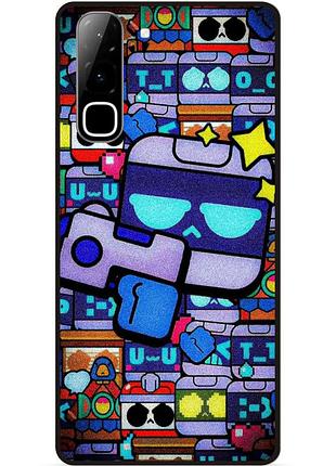 Силиконовый бампер чехол для infinix hot 70 (x6895) стикеры 8-бит бравл 8-bit brawl