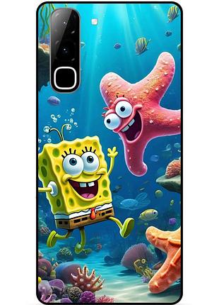 Силиконовый бампер чехол для infinix hot 70 (x6895) с рисунком спанч боб губка боб