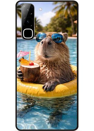Силиконовый бампер чехол для infinix hot 70 (x6895) с рисунком капибара