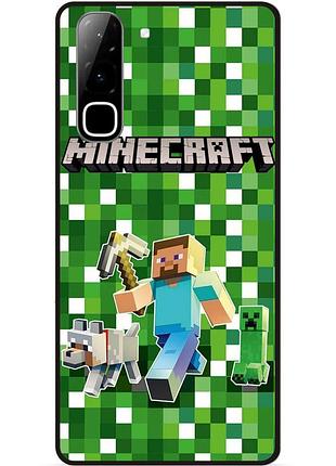 Силиконовый бампер чехол для infinix hot 70 (x6895) стив minecraft крипер майнкрафт