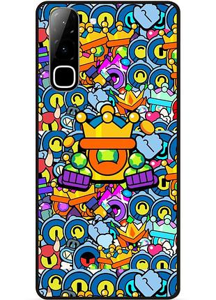 Силиконовый бампер чехол для infinix hot 70 (x6895) стикеры бравл рико brawl