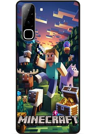 Силиконовый чехол бампер для infinix hot 70 (x6895) с картинкой minecraft майнкрафт