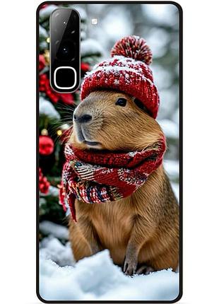 Силиконовый бампер чехол для infinix hot 70 (x6895) с картинкой капибара
