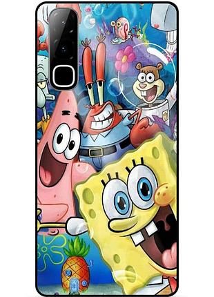 Силиконовый бампер чехол для infinix hot 70 (x6895) с рисунком губка боб sponge bob