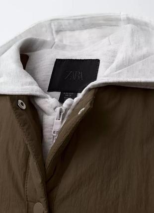 Демісезонний пуфер zara демісезонна куртка zara з капюшоном коричнева куртка zara; 4