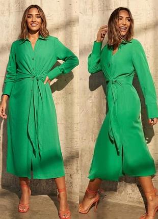 Красива сукня-сорочка міді  (модель amalie green tie front shirt dress) від бренду fw bridge💚💚