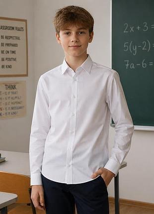 Рубашка для мальчика m&amp;s, белая, размер (12-13 yrs), хлопок и полиэстер