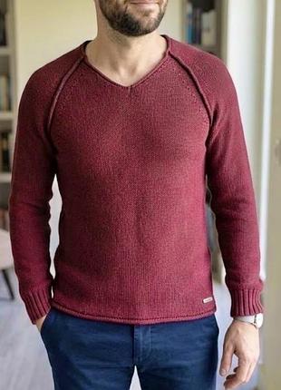 Hugo boss чоловічий светр розмір м, оригінал, ідеальний стан, вишневий, 100% бавовна