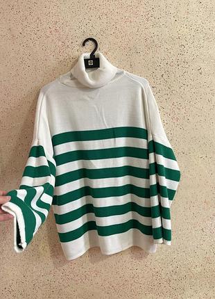 Стильний светр в полоску 🤍💚🤍💚🤍💚