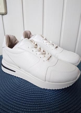 Женские кроссовки на платформе, р36, 23см, белый, кожа, новые