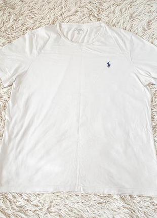 Polo ralph lauren чоловіча футболка білого кольору в крої custom fit оригінал! розмір l-xl