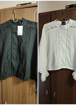 Хлопковая блузка/блуза белого и черного цвета h&amp;m
